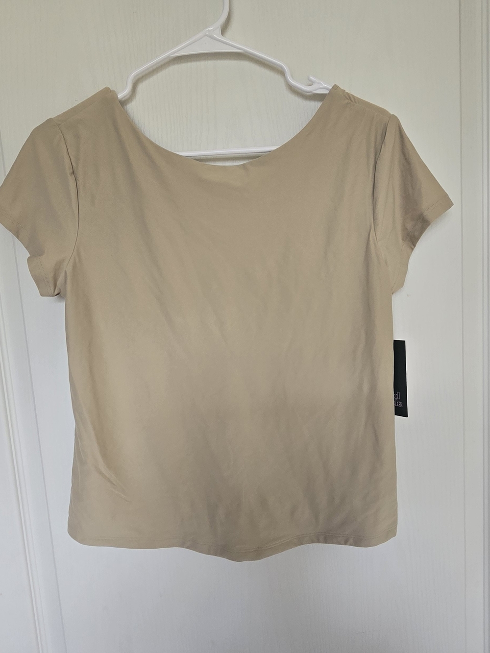 Target Beige Short Sleeve Scoop Neck Top